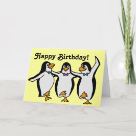 Funny Happy Dancing Penguins Geburtstag Karte