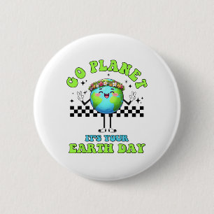 Funny Happy Earth Day Niedlich Earth Earth with Fl Button