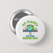 Funny Happy Earth Day Niedlich Earth Earth with Fl Button (Vorne & Hinten)