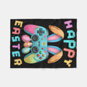 Funny Happy Easter Bunny Gaming Controller Gamer B Fleecedecke (Vorderseite (Horizontal))