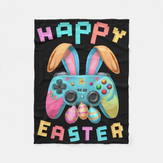 Funny Happy Easter Bunny Gaming Controller Gamer B Fleecedecke (Vorderseite)