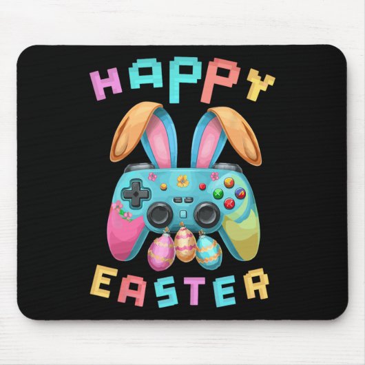 Funny Happy Easter Bunny Gaming Controller Gamer B Mousepad (Vorne)