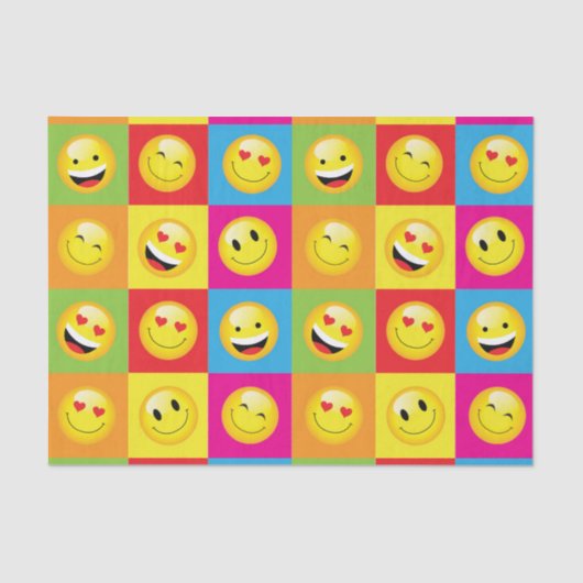 Funny Happy Emoji Smilie Faces Kids Party Paper Seidenpapier (Vorderseite)