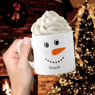 Funny Happy Face Snowman Christmas Hot Coco Espressotasse