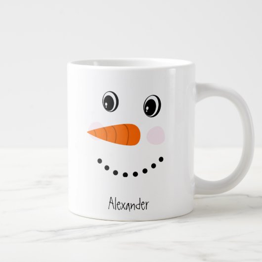 Funny Happy Face Snowman Christmas Hot Coco Latte Jumbo-Tasse (Rechts)