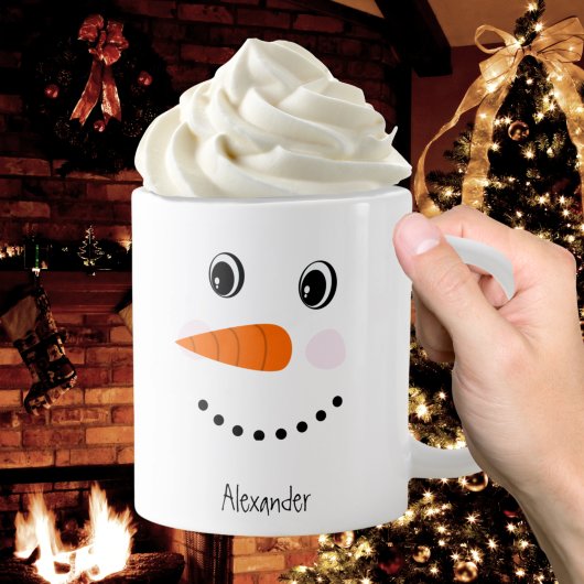 Funny Happy Face Snowman Christmas Hot Coco Latte Jumbo-Tasse