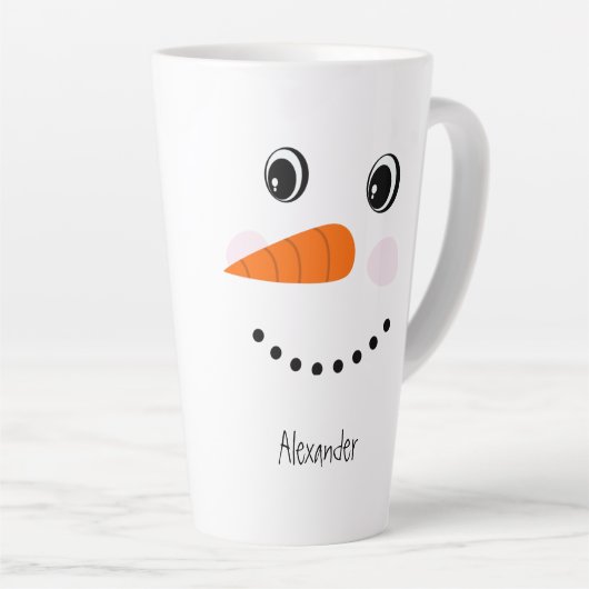 Funny Happy Face Snowman Christmas Hot Coco Milchtasse (Rechte Ecke)