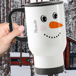 Funny Happy Face Snowman Weihnachten Hot Coco Two- Reisebecher