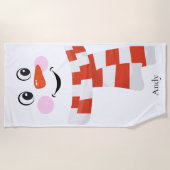 Funny Happy Face Snowman Weihnachts Beach Handtuch (Vorderseite)