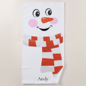 Funny Happy Face Snowman Weihnachts Beach Handtuch (Vorderseite)