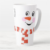 Funny Happy Face Snowman Winter Scarf Hot Cocoa Milchtasse (Rechte Ecke)