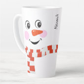 Funny Happy Face Snowman Winter Scarf Hot Cocoa Milchtasse (Linke Ecke)