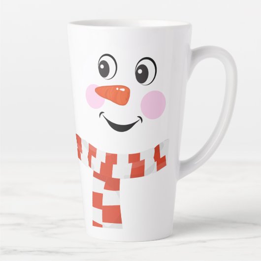 Funny Happy Face Snowman Winter Scarf Hot Cocoa Milchtasse (Rechts)