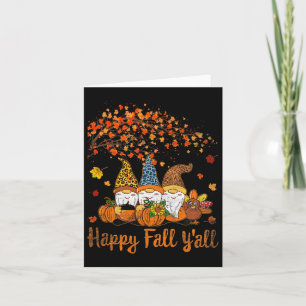 Funny Happy Fall Y'all Erntedank Gnomes Tree Pu Karte