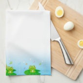 Funny Happy Frogs on Light Blue Gradient Geschirrtuch (Viertel Falte)