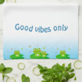 Funny Happy Frogs und Good Vibes Only Text Geschirrtuch (Gefaltet)