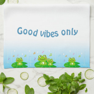 Funny Happy Frogs und Good Vibes Only Text Geschirrtuch