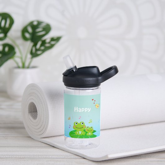 Funny Happy Frogs und Good Vibes Only Text Trinkflasche (Yoga)