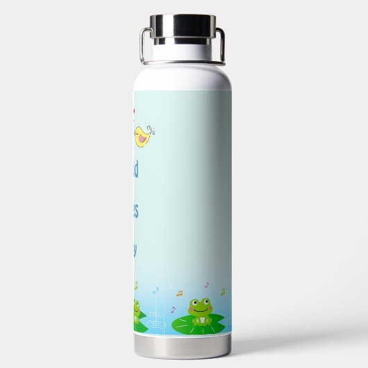 Funny Happy Frogs und Good Vibes Only Text Trinkflasche (Rückseite)