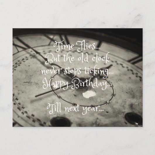 Funny Happy Geburtstag Alte Vintage Uhr Postkarte (Vorderseite)