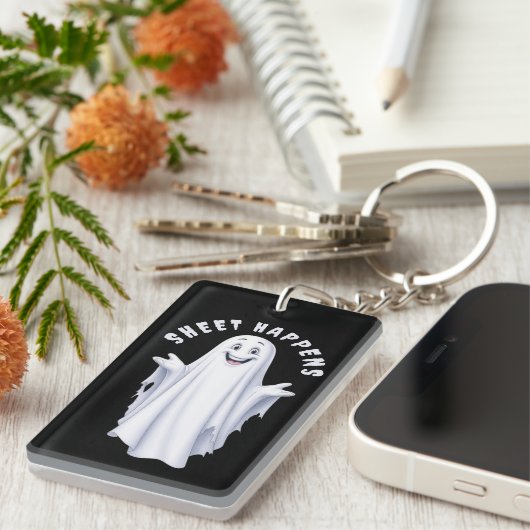 Funny Happy Ghost Schlüsselanhänger (Vorderseite rechts)