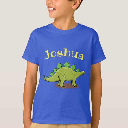 Funny, Happy Green stegosaurus dinosaurus Cartoon T-Shirt (Vorderseite)