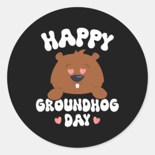 Funny Happy Groundhog Day 2025 3 Runder Aufkleber
