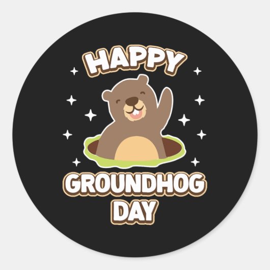 Funny Happy Groundhog Day 2025 Runder Aufkleber (Vorderseite)