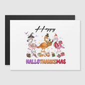 Funny Happy HalloThanksmas 2022 Niedlich Flamingo Magneteinladung (Vorne/Hinten)