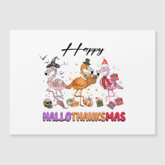 Funny Happy HalloThanksmas 2022 Niedlich Flamingo Magneteinladung