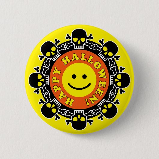 Funny Happy Halloween Button (Vorderseite)