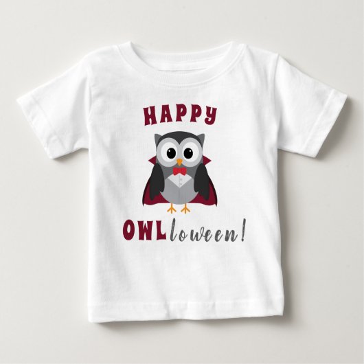 Funny Happy Halloween Owl Vampire Trick oder Treat Baby T-shirt (Vorderseite)