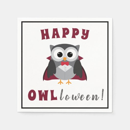 Funny Happy Halloween Owl Vampire Trick oder Treat Serviette (Vorderseite)