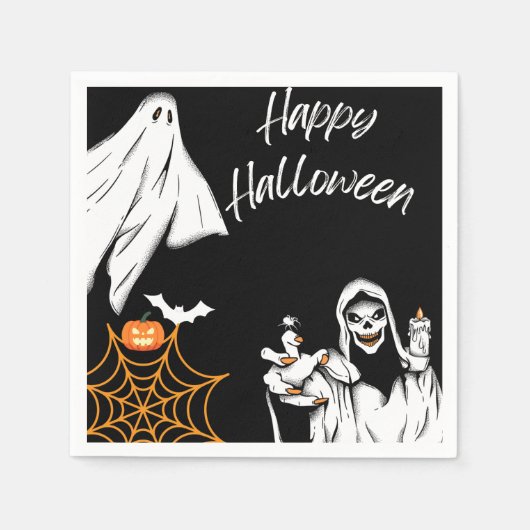 Funny Happy Halloween Serviette (Vorderseite)