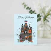 Funny Happy Halloween Spuk House People Postkarte (Stehend Vorderseite)