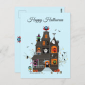 Funny Happy Halloween Spuk House People Postkarte (Vorne/Hinten)