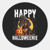 Funny Happy Halloweenie Halloween 2024 Weiner Dog Runder Aufkleber (Vorderseite)