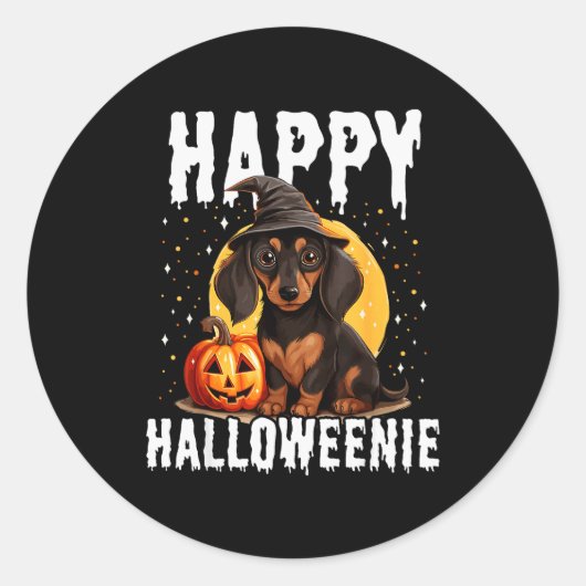 Funny Happy Halloweenie Halloween 2024 Weiner Dog Runder Aufkleber (Vorderseite)