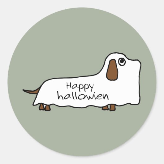 Funny Happy hallowiener Dackel Hund Geist hallowee Runder Aufkleber (Vorderseite)