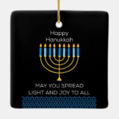 Funny Happy Hanukkah Cute Blue Chanukah Unique Keramikornament (Rückseite)