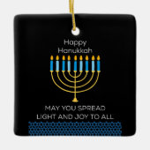 Funny Happy Hanukkah Cute Blue Chanukah Unique Keramikornament (Vorderseite)