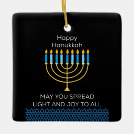 Funny Happy Hanukkah Cute Blue Chanukah Unique Keramikornament