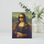 Funny Happy Hipster Mona Lisa in Shades Postkarte (Stehend Vorderseite)