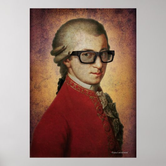 Funny Happy Hipster Mozart Klassische Musik Poster (Vorne)