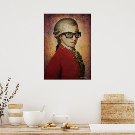 Funny Happy Hipster Mozart Klassische Musik Poster (Küche)