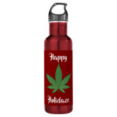 Funny Happy Holidaze Weed Leaf Personalisiert Edelstahlflasche (Vorderseite)