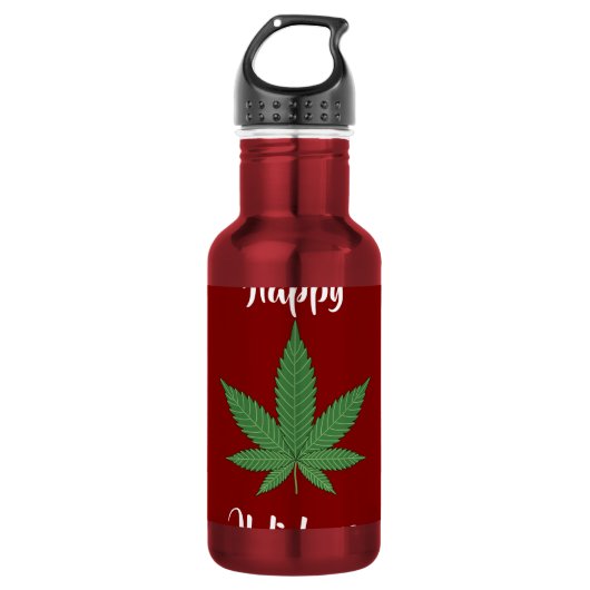 Funny Happy Holidaze Weed Leaf Personalisiert Edelstahlflasche (Vorderseite)
