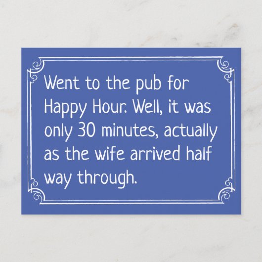 Funny Happy Hour Pub Joke Postkarte (Vorderseite)