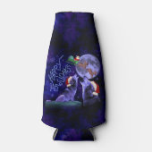 Funny Happy Howlidays Christmas Wolf Pun Flaschenkühler (Vorderseite)