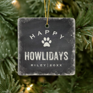 Funny Happy Howlidays Hund Foto und Name Custom Keramikornament